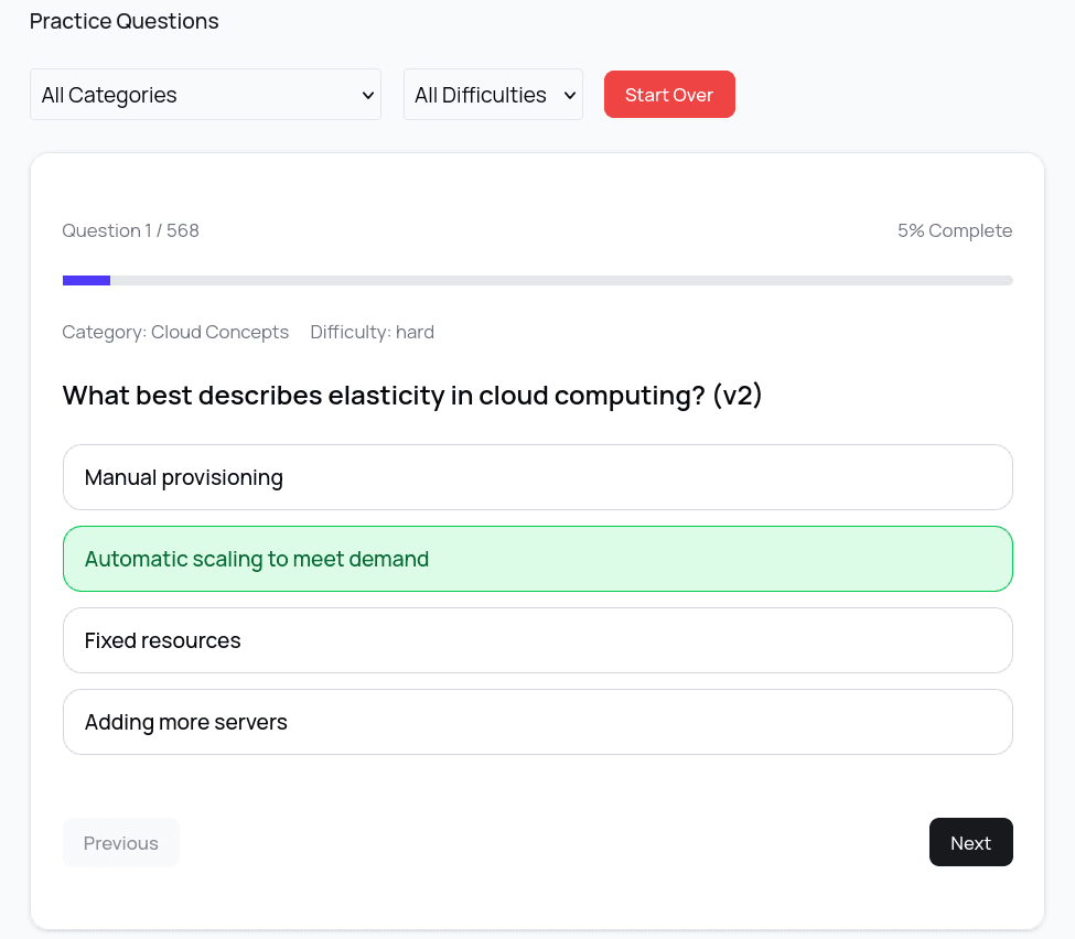 Practice Questions Screenshot